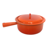Large vintage orange enamel saucepan