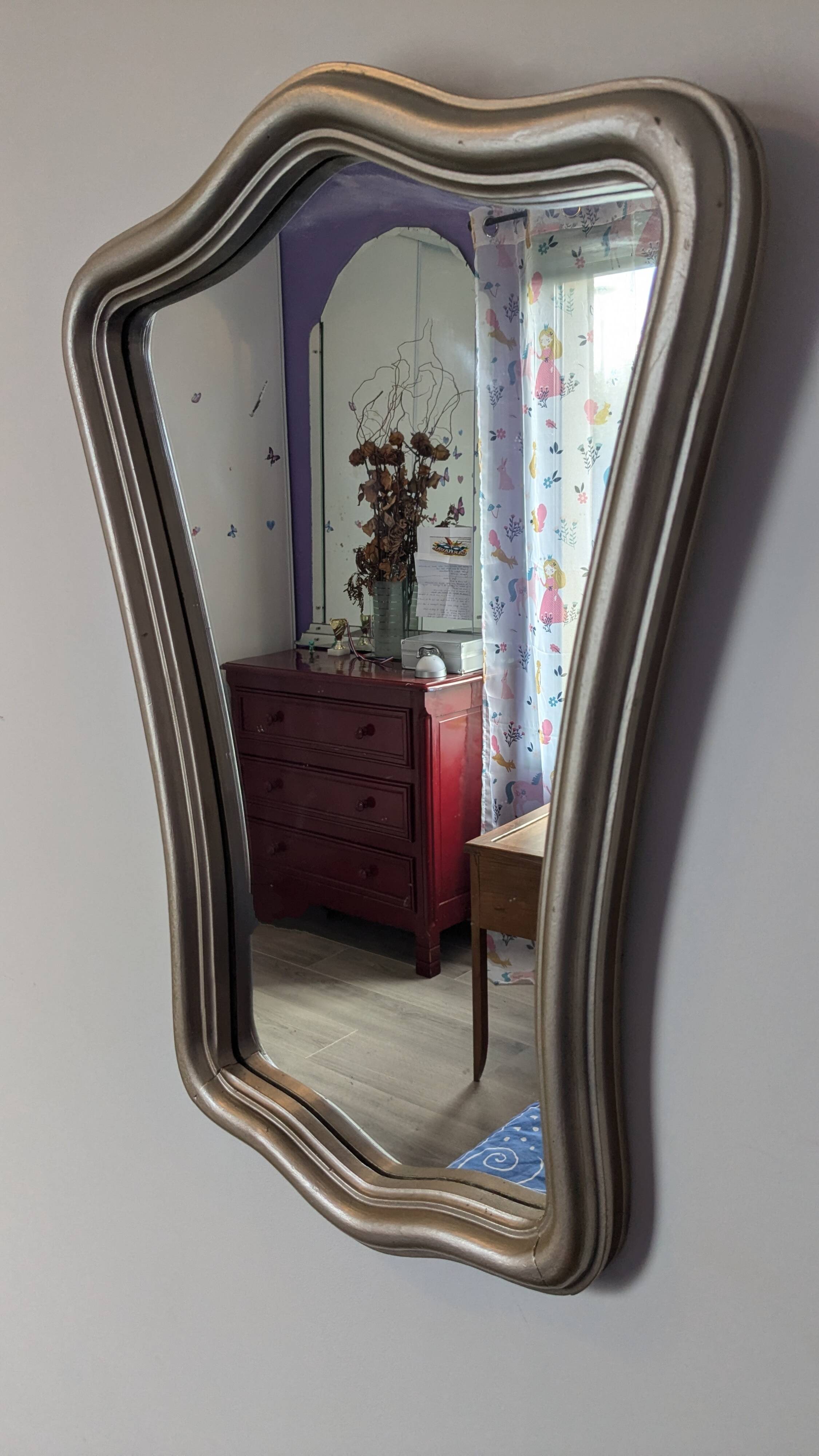 Miroir style Louis XV argenté 67 x 50 cm