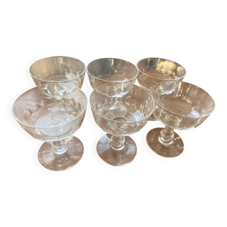6 small crystal liqueur/apéritif glasses