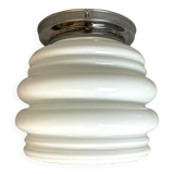 Art Deco style white glass flush mount lamp