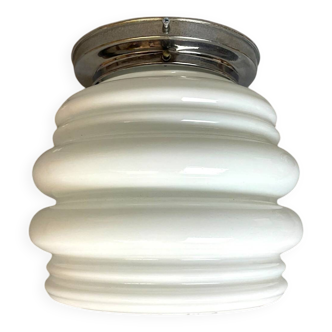 Art Deco style white glass flush mount lamp