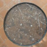 Saddle or pedestal table Napoleon III, marble and varnished wood base Ø30 x 82 cm