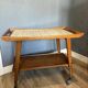 Mid-Century "Opal" Bar Cart / Serving Trolley — Oak & Rattan, 1960s