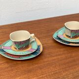 Postmodern Flash One Series coffee service, plates, cups, saucers by Dorothy Hafner for Rosenthal, 1980s, Set of 6