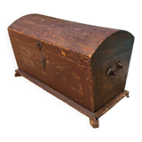 19th-century curved antique wooden chest