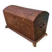 19th-century curved antique wooden chest