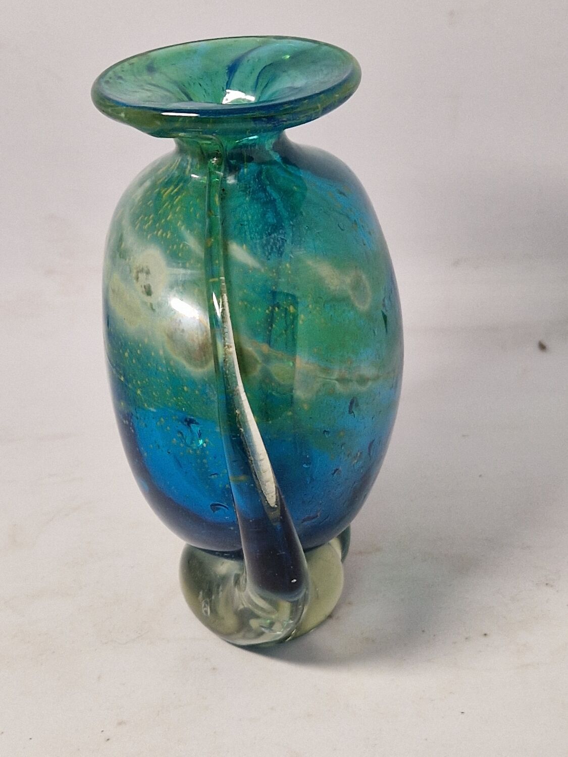 Blue vase signed MDINA Michael Harris