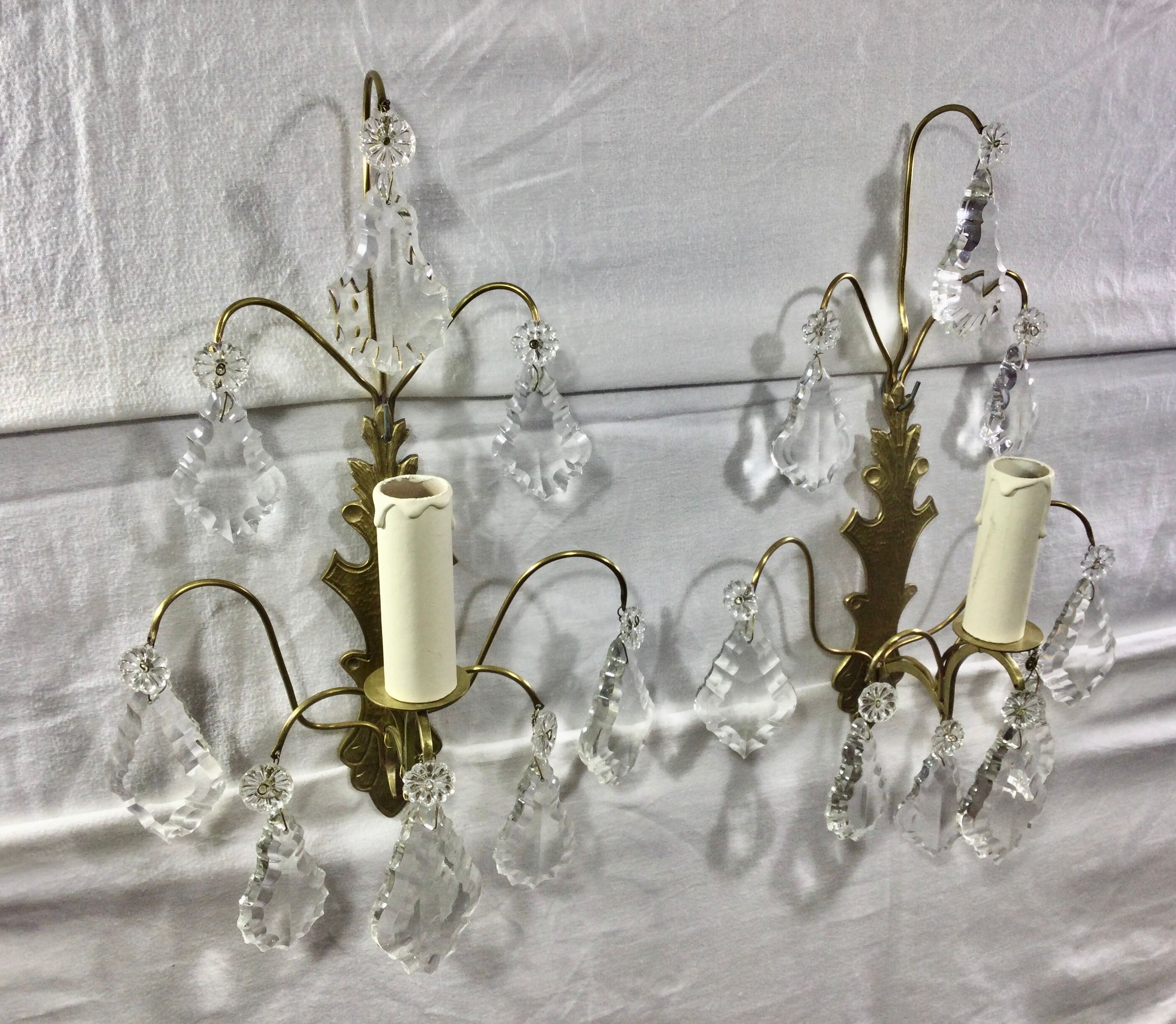 Pair of Wall Lamp Bronze And Crystal 1 Light