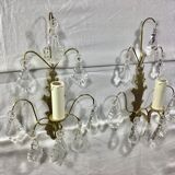 Pair of Wall Lamp Bronze And Crystal 1 Light