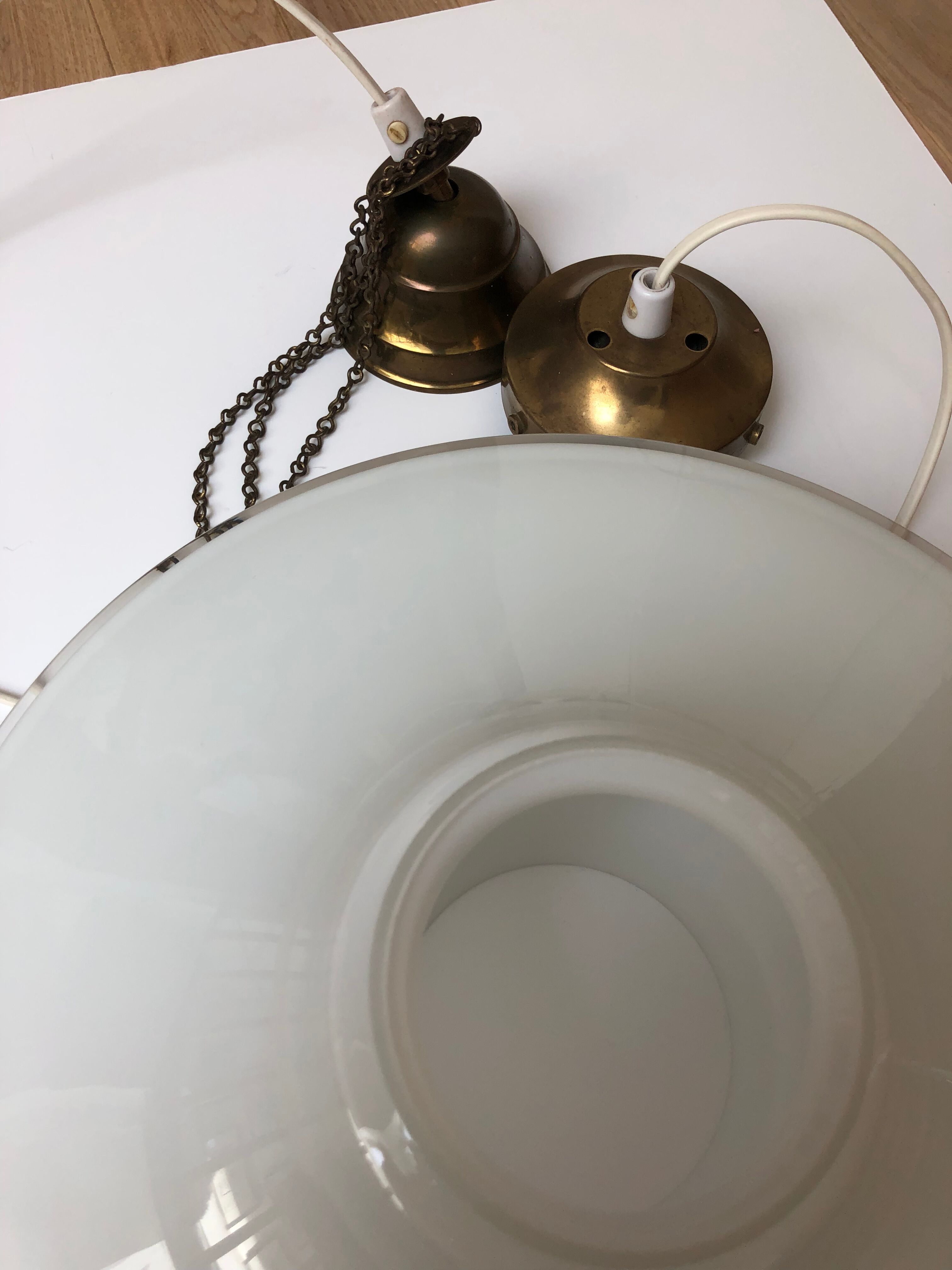Danish opal glass pendant lamp Holmegarard / Space Age