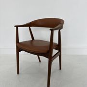 Teak Armchair in Brown Leather by Th. Harlev, 1960s
