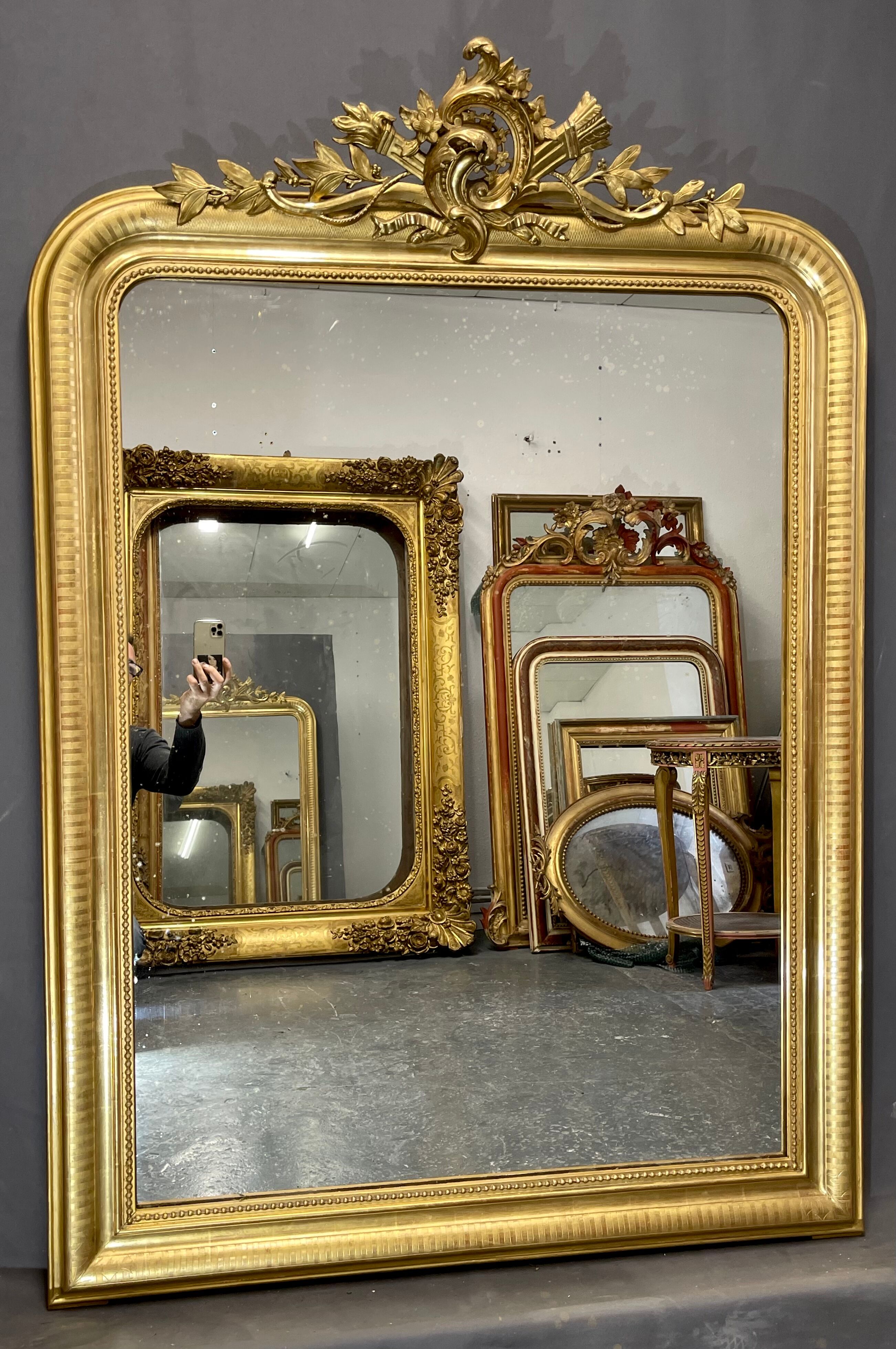 Mirror 156x110 Louis-Philippe 1830-1848 gilding with gold leaf