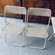 Set folding table and its 4 folding chairs perforated metal cream color - 70s