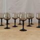 11 vintage black foot smoked twisted water glasses