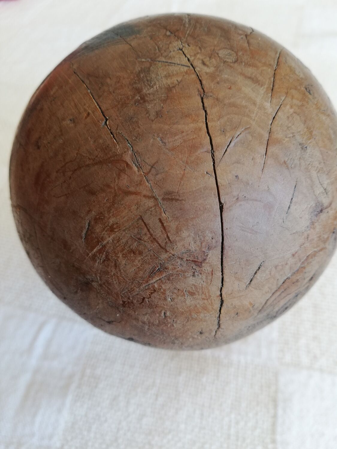 Antique wooden stair railing ball turned