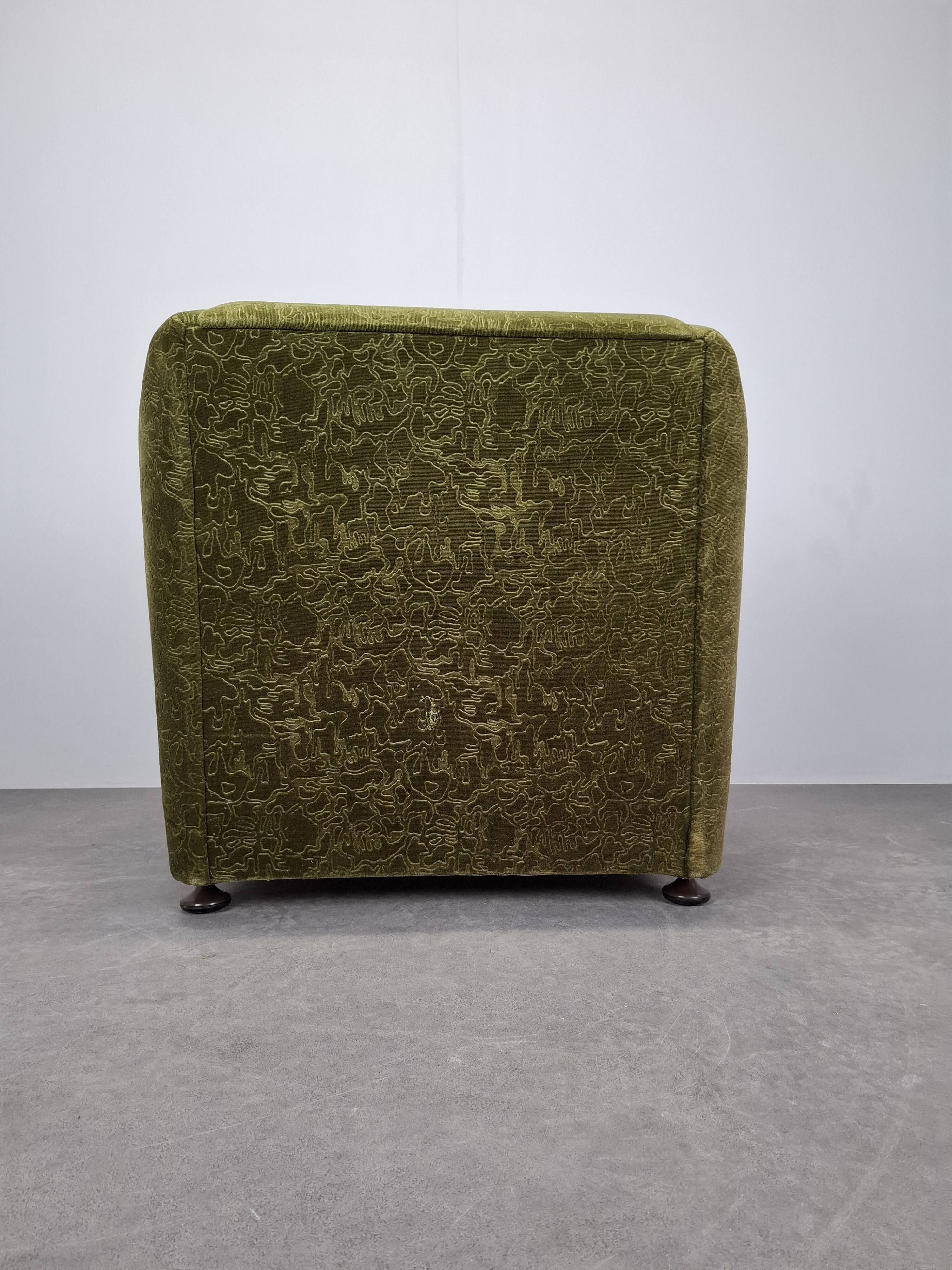 Mid-Century Czechoslovak Green Plush Armchair, 1970s