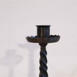 Pair of brutalist hammered iron candlesticks 1960