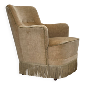 1970s, Danish armchair, light green furniture velour.