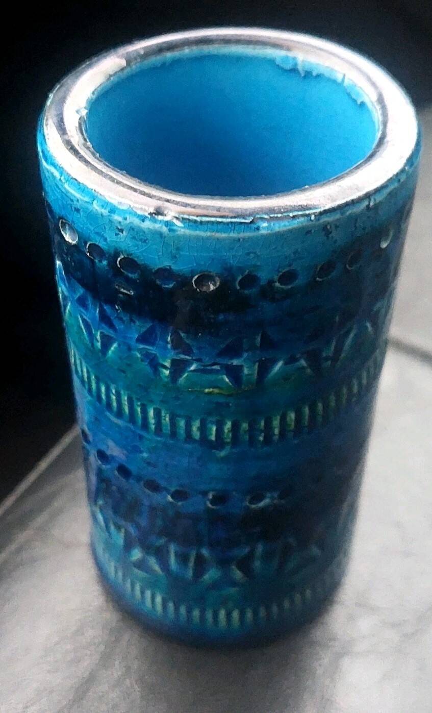 Ceramic vase Bitossi Aldo Londi blue Rimini series 1970s