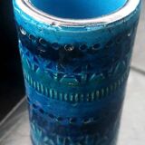 Ceramic vase Bitossi Aldo Londi blue Rimini series 1970s