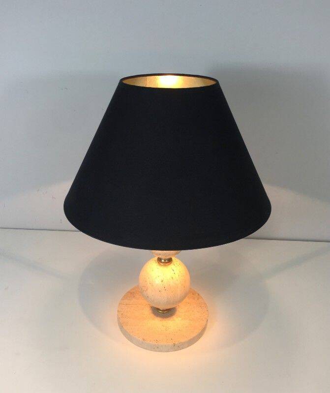 Travertine and brass lamp