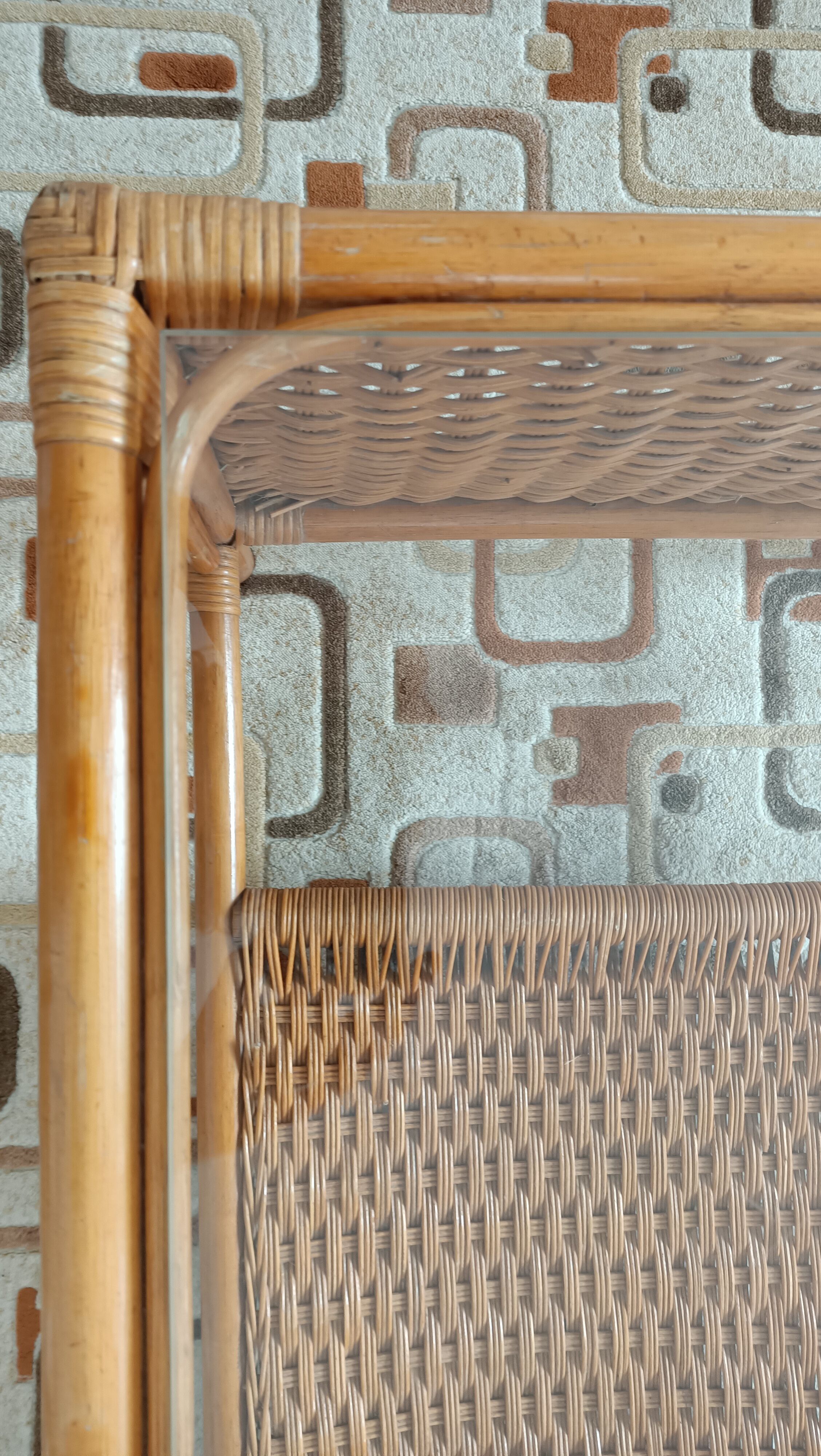 Braided rattan coffee table