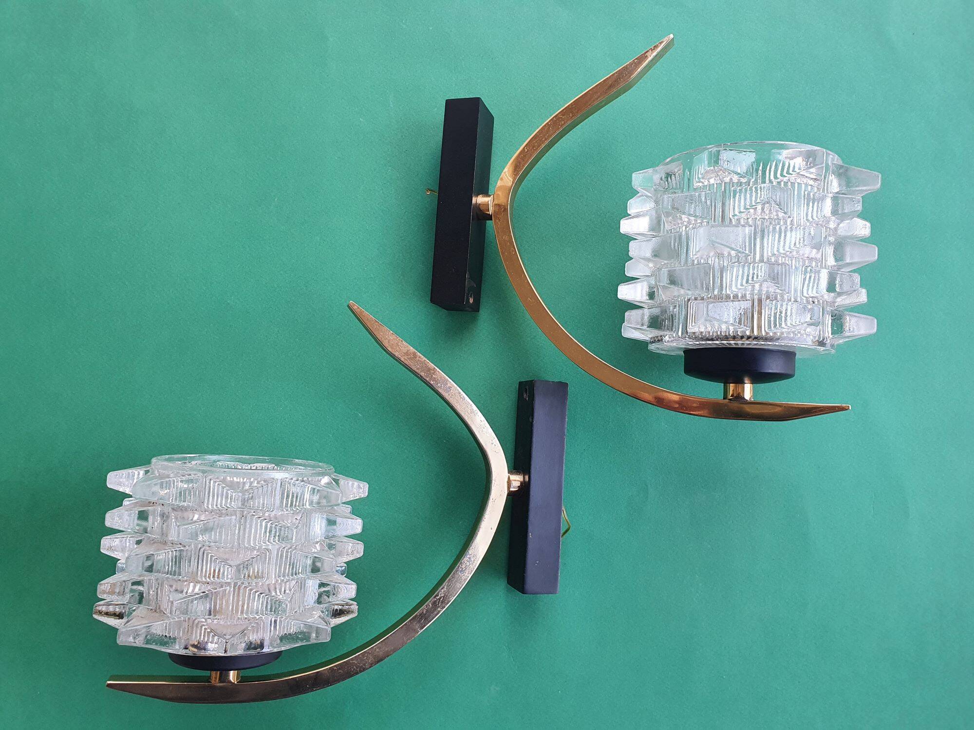 Pair of antique gold wall sconces