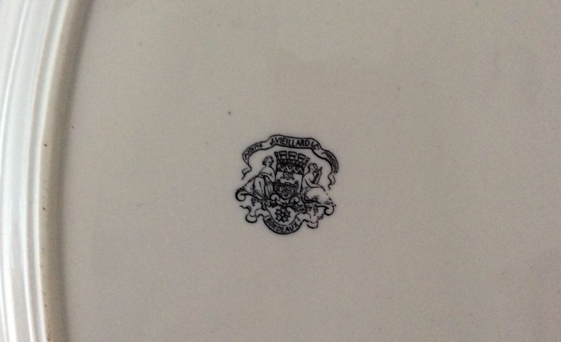 Old oval white dish veillard bordeaux