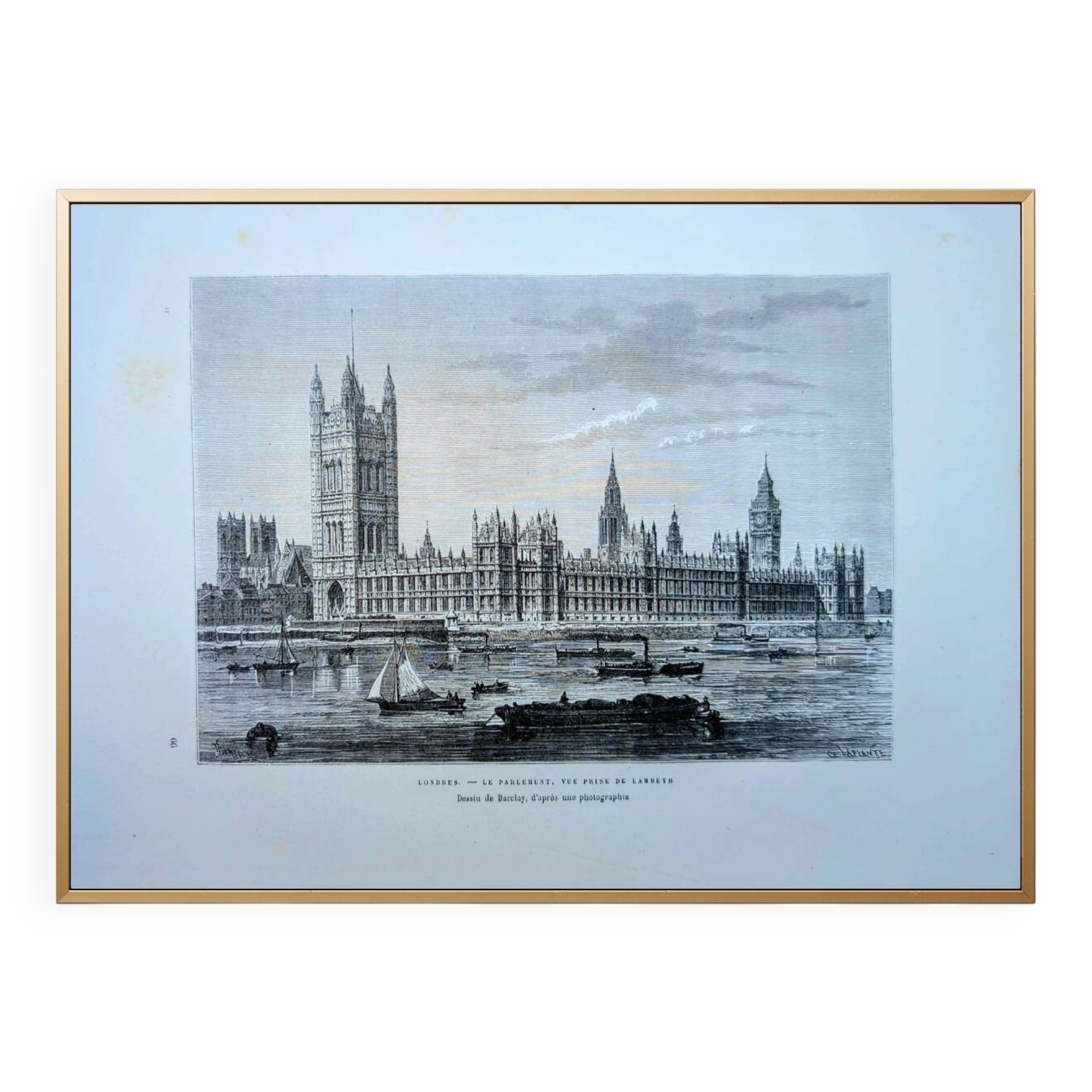 Londres, le parlement, illustration imprimée en 1879.