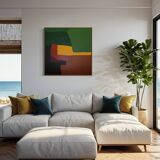 Soothing abstract canvas "Green Palette" 80x80cm