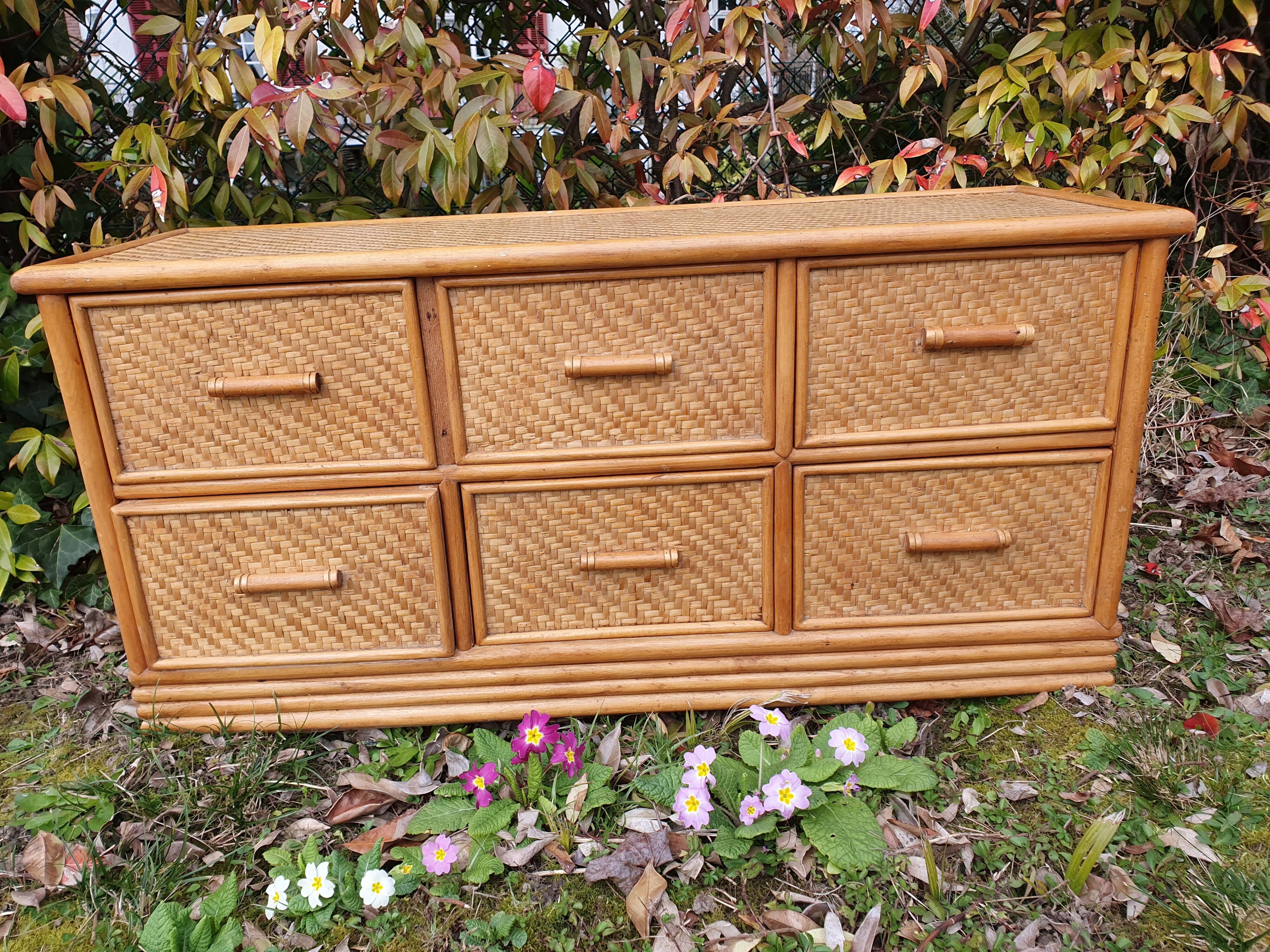 Meuble rotin vintage