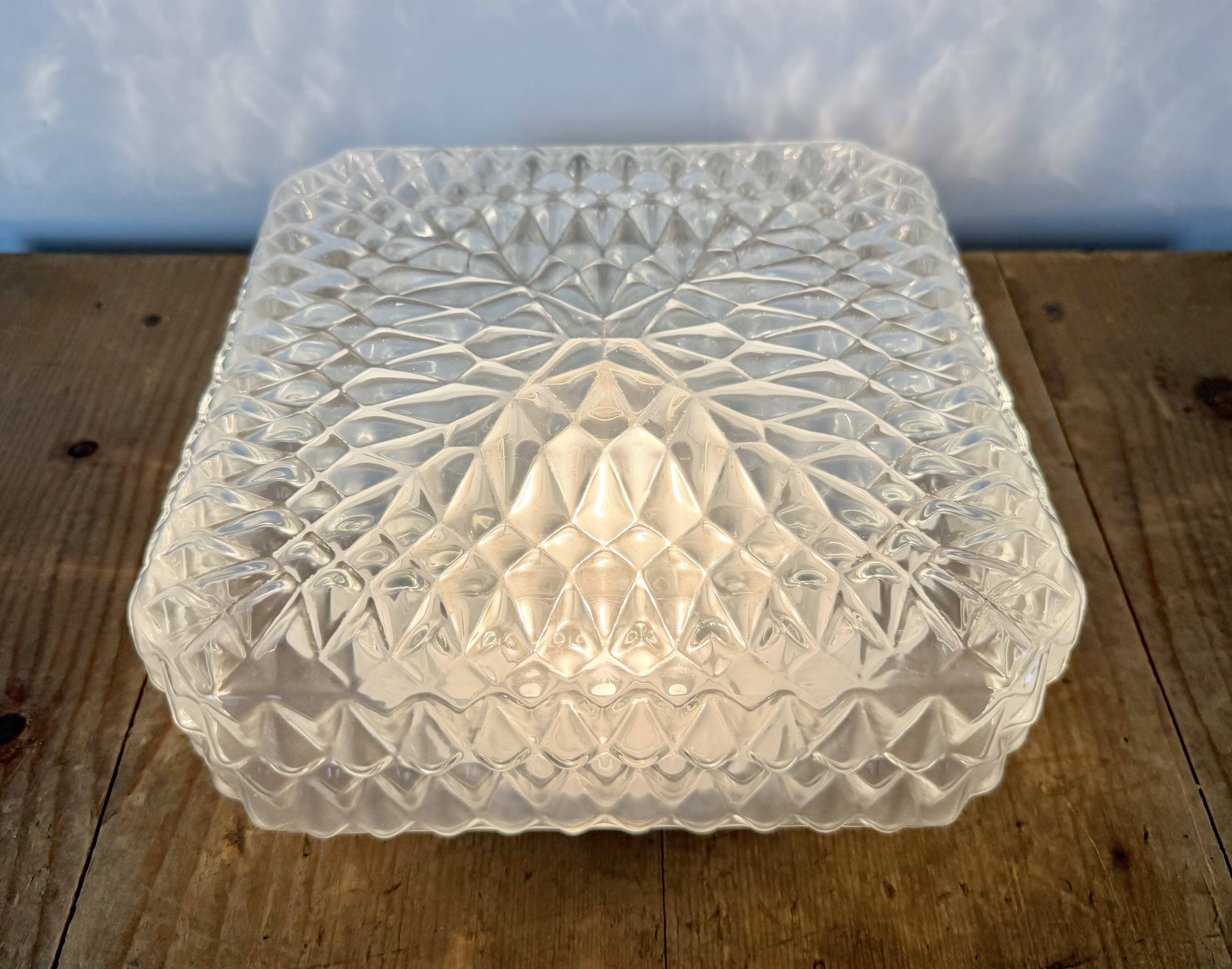 Vintage Glass Wall or Ceiling Light, 1970s