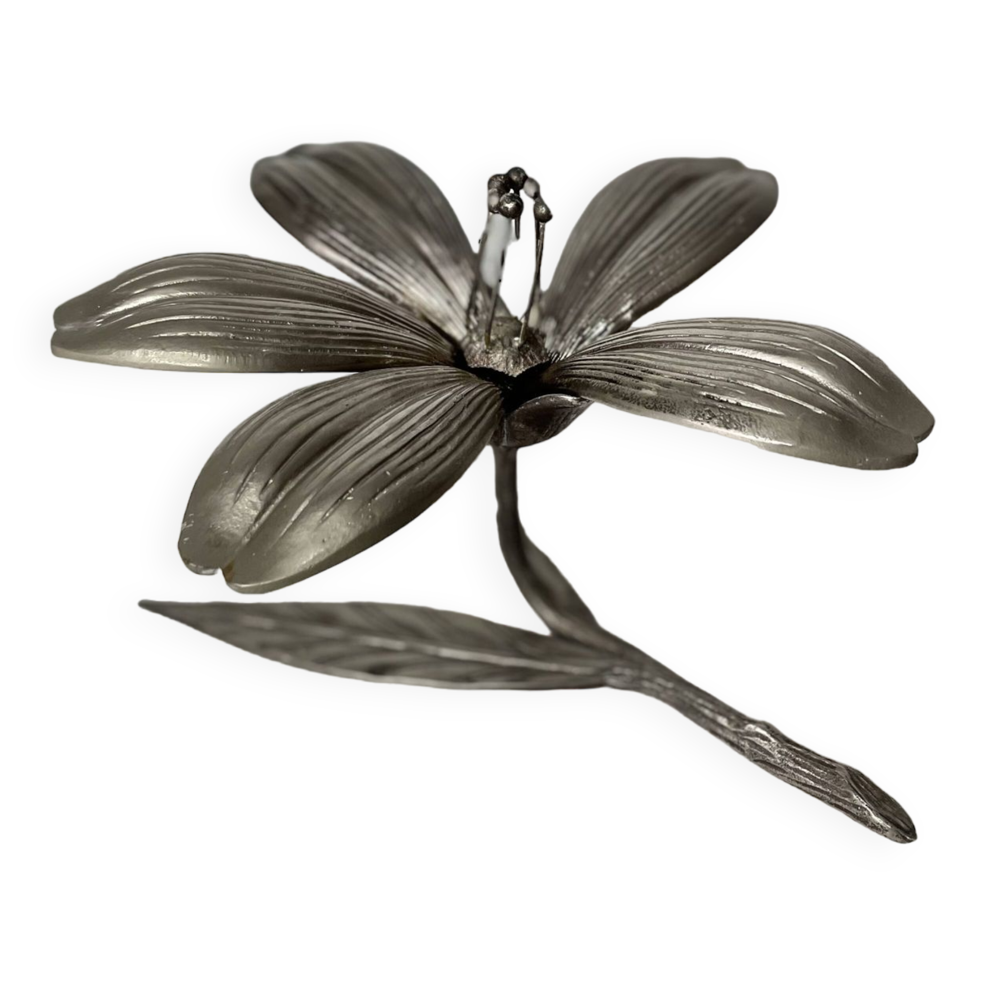 Silver pewter flower ashtray