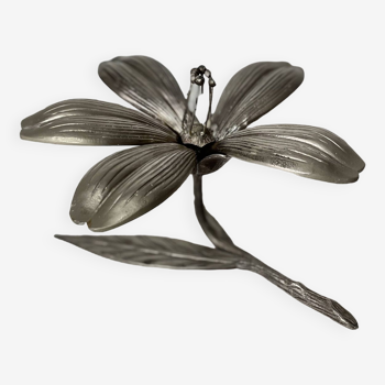 Silver pewter flower ashtray