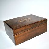Boite coffret ancien en marqueterie de bois