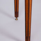 Table d’appoint Biedermeier restaurée, noyer, érable, marqueterie unique, France, années 1850