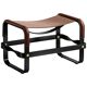 Smoky steel footrest in black and dark brown leather, contemporary style.