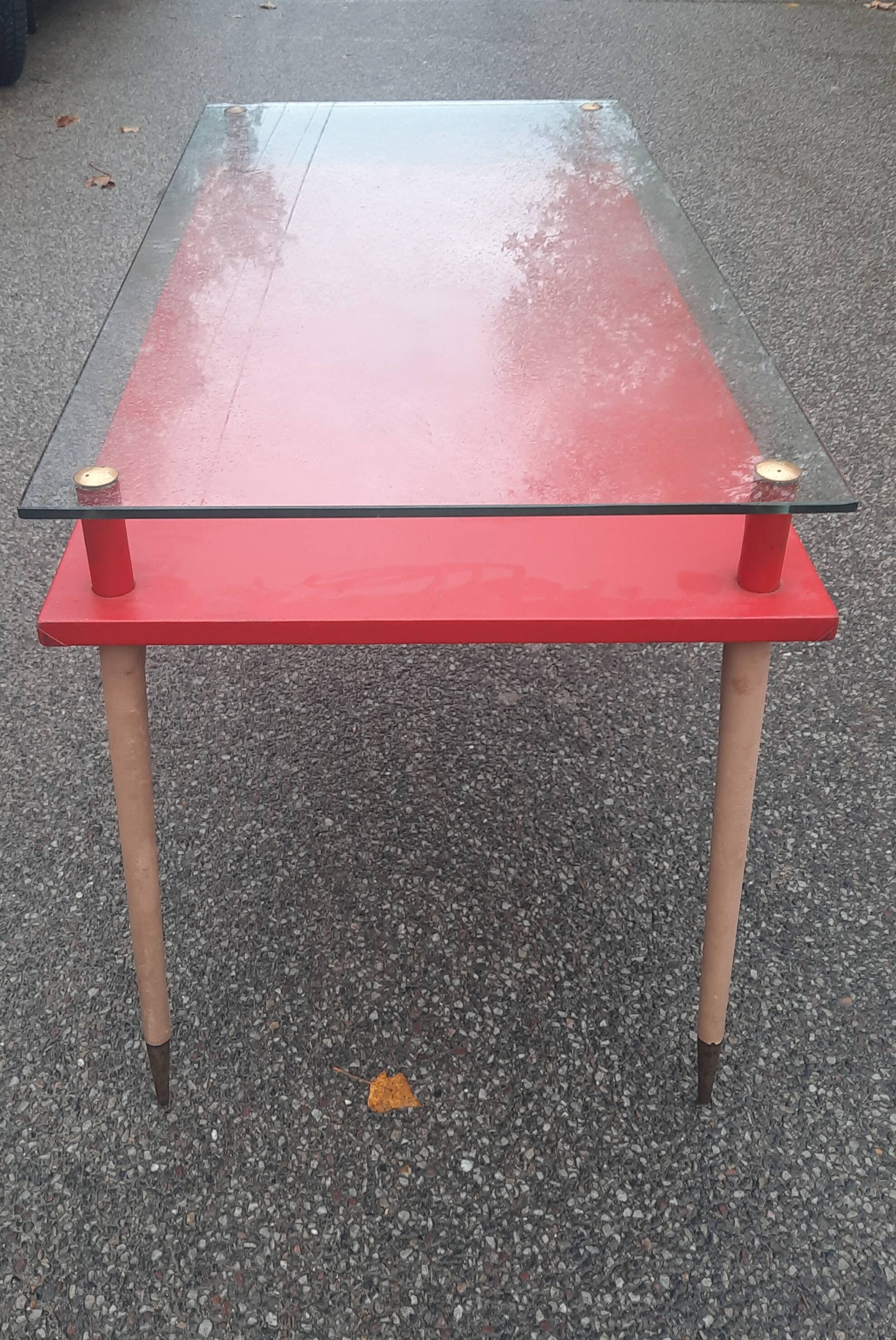 Vintage desk table with tapered legs