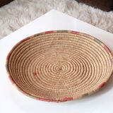 Braided round ethnic tray or wall decoration, 80s