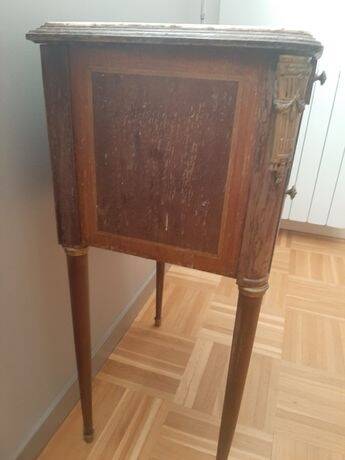 Wood and marble bedside table