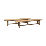 Pair of solid oak farm benches