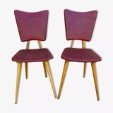 Pair of light wood chairs with Skai, around 1950.