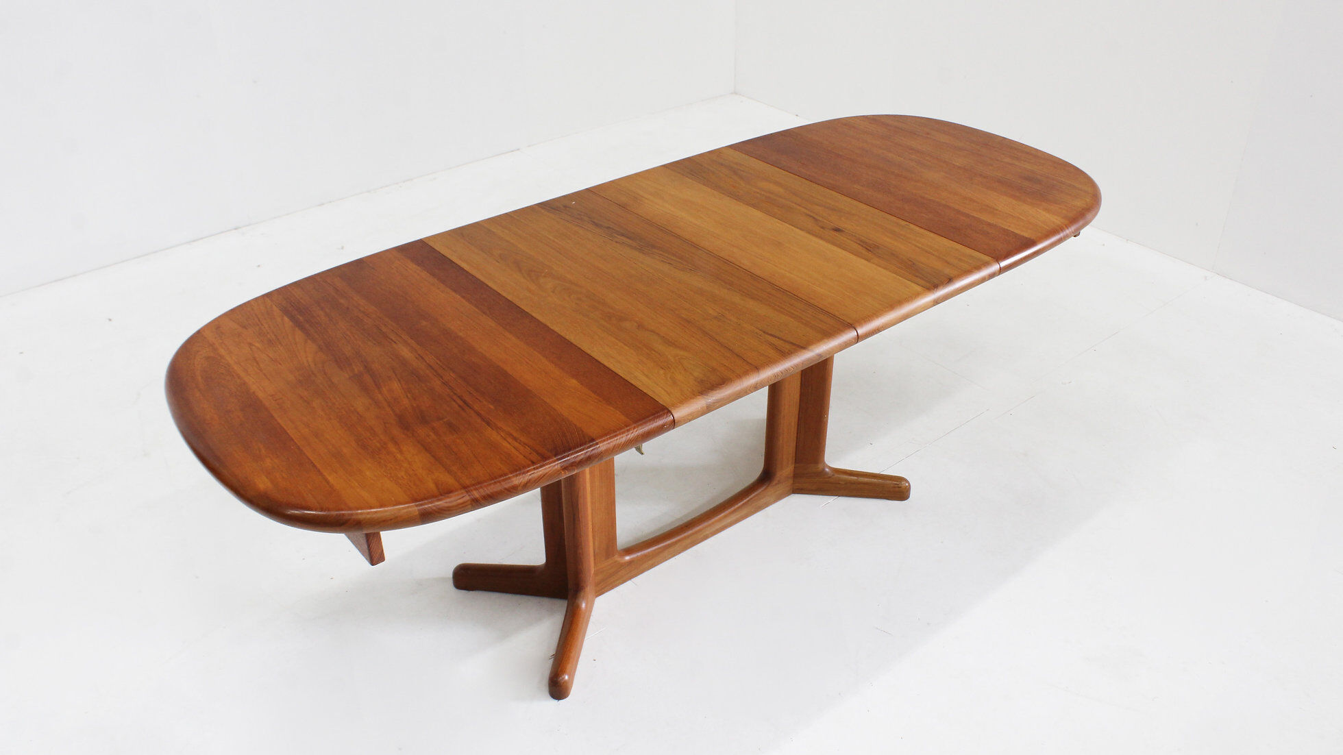 Vintage Danish oval extendable dining table solid teak