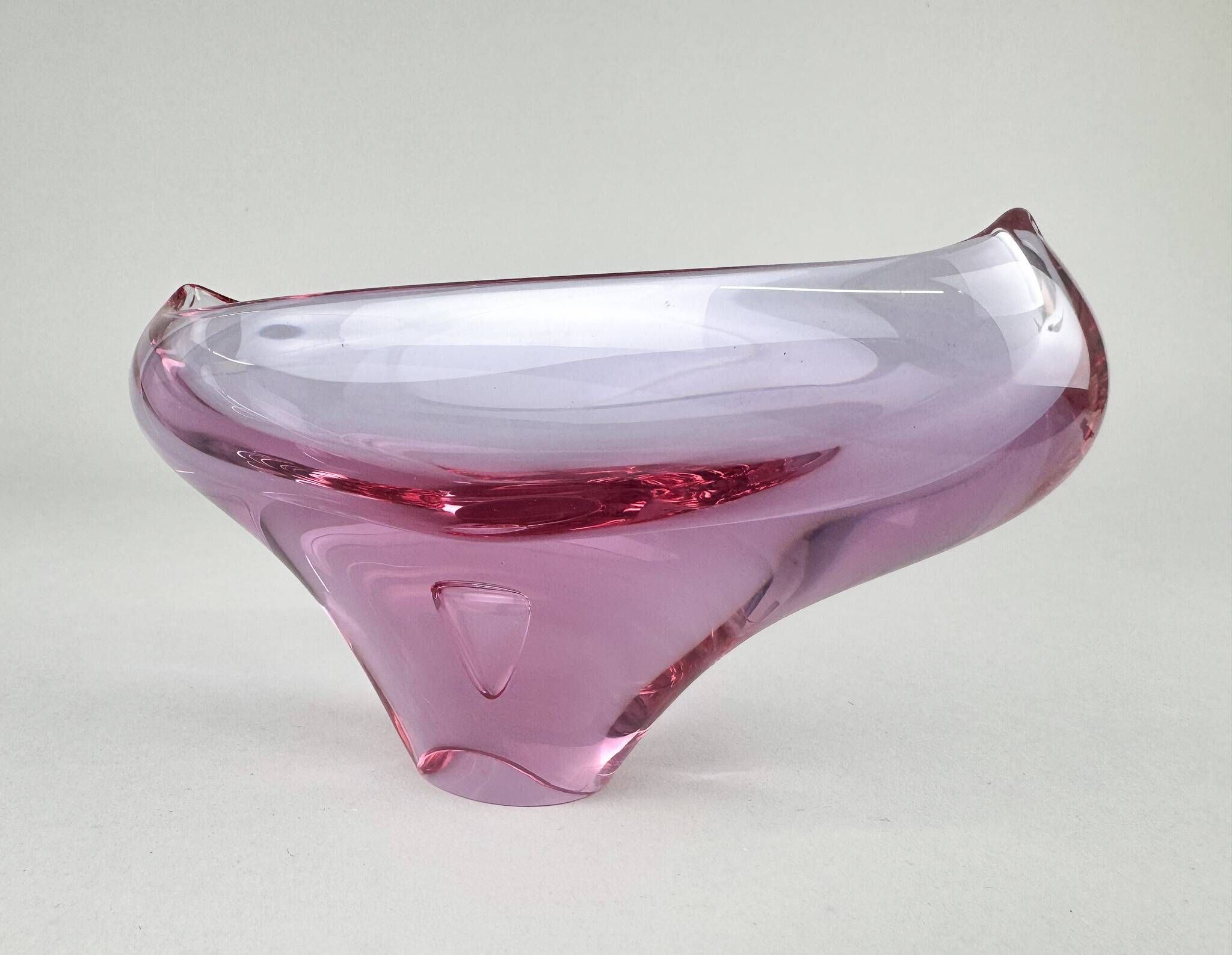 1960s Art Glass Bowl by Glass Designer Miloslav Klinger, Czechoslovakia