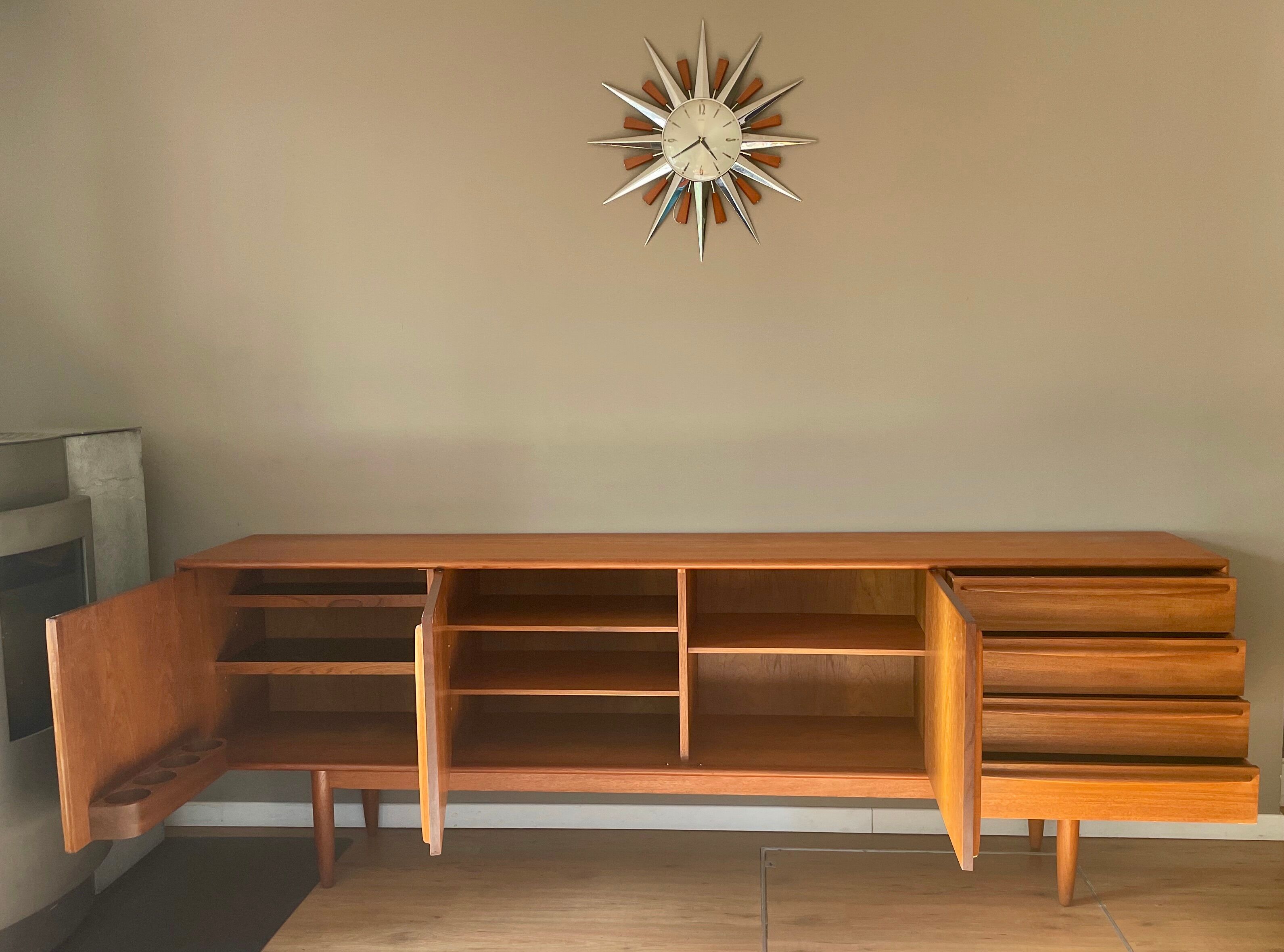 Vintage Scandinavian teak row by Bernhard Pedersen for Samcom, 1960s