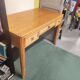 Rattan and varnished pine desk