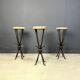 Tabourets de bar en fer forgé vintage français, années 1960 - ensemble de 3
