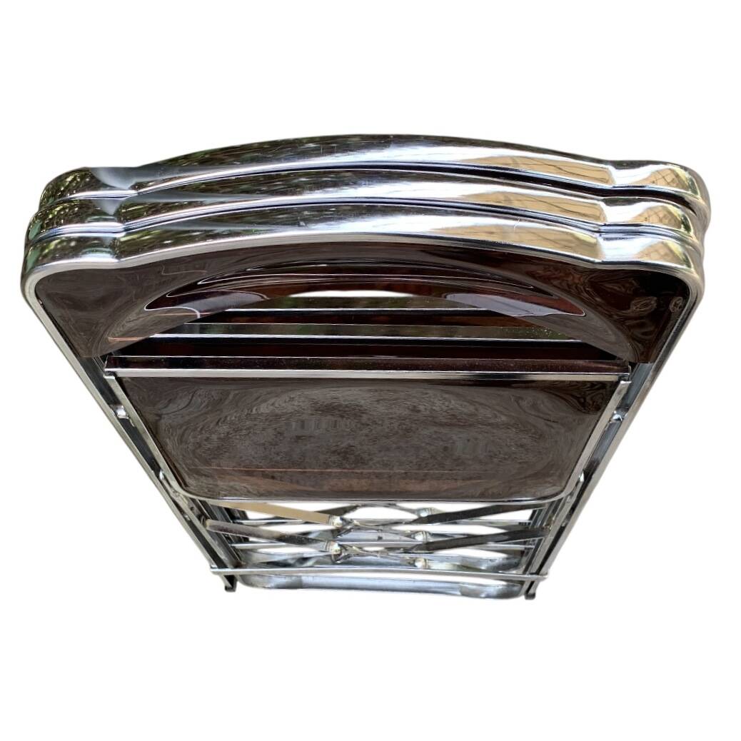 6 chaises pliantes en Plexiglas fumé et métal chrome Chaisor 1970