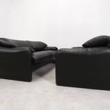 Ensemble de 2 canapés Cassina Maralunga 2,5 places - cuir noir