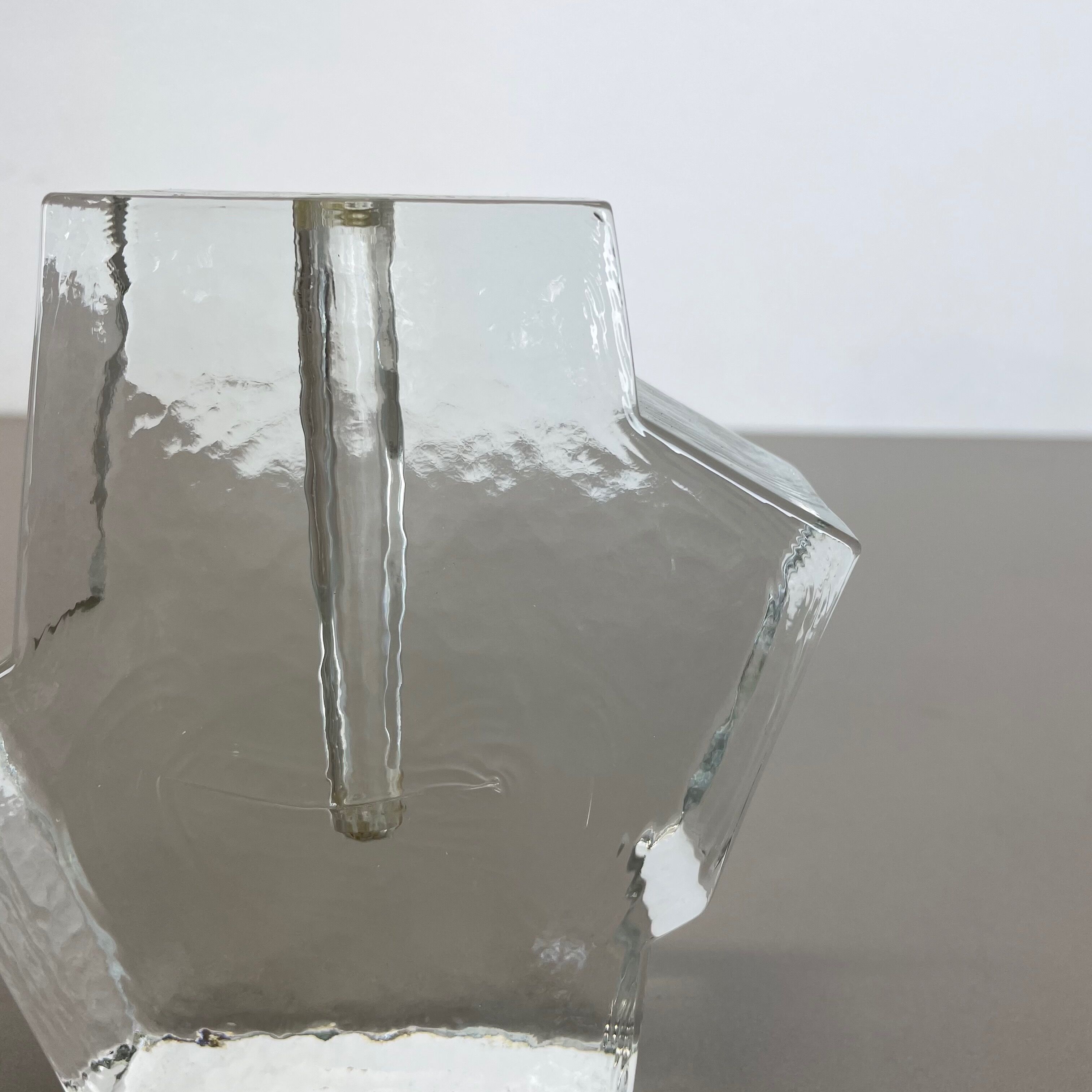 Set of 2 "brutalist" rock glass vases, germany 1970